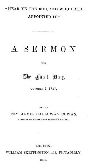 [Gutenberg 64742] • "Hear ye the Rod, and who hath appointed it" / A Sermon for the Fast Day, October 7, 1857